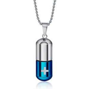 Trahoo-Homme Femme Tube Capsule Médicale Kit Médical En Acier Inoxydable Collier De Pendentif D'urgence Pour Garçons Filles Personnes Âgées - Neuf