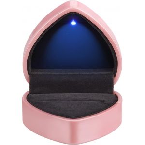 (Rose) 1pc Coeur En Forme De Boîte De Cadeau Avec La Lumière De Led, De Velours, Boîte À Bijoux Avec De La Lumière, Affichage De Bijoux, Boîte De Mariage, De L'engagement, De La Proposition, Anniversaire Et Anniversaire - Neuf