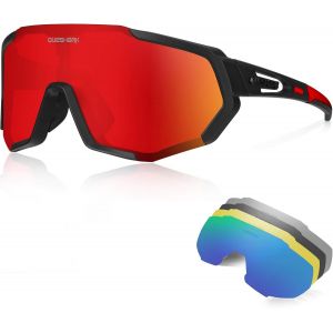 Lunettes De Cyclisme Polarisées Avec 5 Verres Interchangeables Lunettes De Cyclisme Coupe-Vent Et Antibuée Lunettes De Soleil De Sport Anti-Uv Pour Hommes Et Femmes Pour La Course À Pied[Z1399] - Neuf