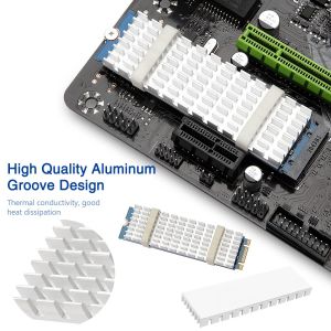 4 Pièces Dissipateur M.2 SSD, Dissipateur Thermique en Aluminium, avec Vis SSD M.2 et Pad Adhésive Thermique, pour Ordinateur Refroidisseur M.2, 70X22X6mm, Argent - Neuf
