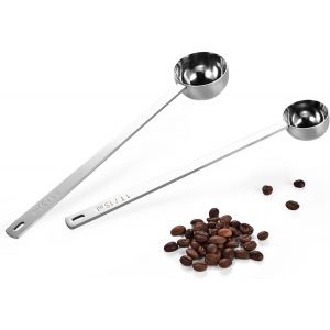Cmws-Lot De 2 Cuillères À Café En Acier Inoxydable 18/8 Avec Manche Extra Long De 21,5cm Pour Café Moulu, Grains, Poudre, Expresso, Idéales Pour Les Grandes Boîtes, Canettes (15&30ml, Argent) - Neuf