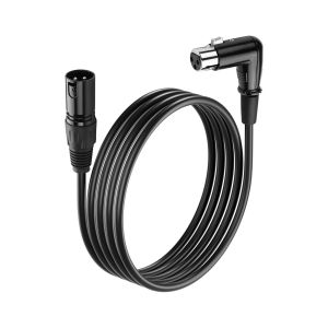 C&acirc;ble XLR de 2 m,90 degr&eacute;s,3 broches XLR m&acirc;le vers femelle,c&acirc;ble d'extension XLR pour microphone &eacute;quilibr&eacute; pour enregistreur de studio,micro,table de mixage (90&deg; Femelle &agrave; M&acirc;le) - Neuf
