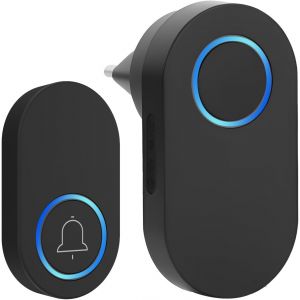 KALANKA-Sonnette sans Fil Exterieur Etanche 300 M&egrave;tre, Carillon sans-Fil avec R&eacute;cepteurs Ip44 &eacute;tanche avec Pile 60 M&eacute;lodies au 4 Niveaux Volumes Mini Sonnette de Porte pour Maison Bureau H&ocirc;tel - Neuf