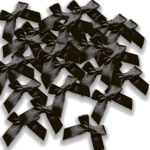 Kal-48 Pi&egrave;ces Noeuds, Mini Noeud De Ruban Noir No&euml;l, Noeud Noir Satin Adhesif Convient Pour Le Bricolage, La D&eacute;coration De Cartes De V?ux, La D&eacute;coration De No&euml;l Et De La Saint-Valentin - Neuf