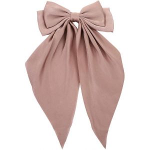 Kal-Barrettes &Agrave; Cheveux Avec Grand Noeud En Satin Soyeux - Long Ruban Uni - Barrette &Agrave; Cheveux Fran&ccedil;aise - Accessoires De Cheveux Pour F&ecirc;te Femmes Filles - Cadeau De Mariage - Gris Violet - Neuf