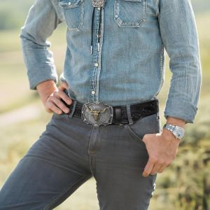 Tzf-Ceintures De Cowboy Pour Homme Et Femme - Ceinture À Boucle Occidentale En Cuir Gaufré Pour Jeans, Cadeaux De Noël - Neuf