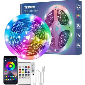 KALANKA-Ruban LED TV 2M, RGB Bande Lumineuse LED pour TV pour 40""- 60"" TV, Musique Sync Bluetooth APP et T&eacute;l&eacute;commande, USB Aliment&eacute; convient pour les chambres, les jeux, Festivals - Neuf