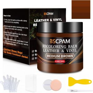 MEVRONISSHOP-Kit Reparation Cuir Brun Moyen,Balsam pour Recoloriage Cuir,Peinture Cuir Liquide,Vinyle Teinture Cuir R&eacute;paration pour Canap&eacute;s,Si&egrave;ges Voiture,Chaussures,Selle,Blouson en Cuir Griffures/T - Neuf