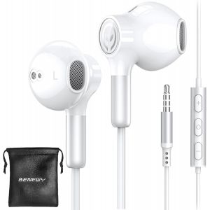 KALANKA-ME910 Écouteurs, Ecouteurs Filaire avec Microphone et Contrôle du Volume, Intra-Auriculaires, Oreillette Jack 3.5mm Universel pour iPhone, Smartphones Android, MP3 etc. - Neuf