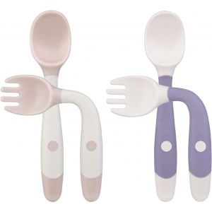 Cuillères Bébé Silicone,4pcs Cuillere Bébé Souple Cuillère De Formation Avec Fonction Bendable,Facile À Tenir, Parfait Auto-Alimentation Cuillères D'apprentissage (Violet+Rose) - Neuf