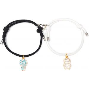 Kal-Bracelet Couple Amoureux Pour 2, Magnétiques Attirant Les Amoureux Bracelet Couple, Réglable Bracelet D'amitié En Corde Cadeau Pour Couple, Famille, Soeurs, Meilleurs Amis Cosplay D'halloween - Neuf