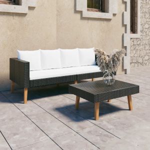 Prolenta Premium - Salon De Jardin 2 Pcs Avec Coussins R&eacute;sine Tress&eacute;e Noir - Neuf