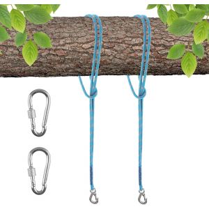 Ulteronixshop-2 Pi&egrave;ces Sangle de Balan&ccedil;oire avec Crochet 120cm Fixation Balancoire Exterieur Bleu Cordes de Fixation pour Balan&ccedil;oire R&eacute;glable Corde Balancoire pour Yoga Hamac Camping Balan&ccedil;oires - Neuf