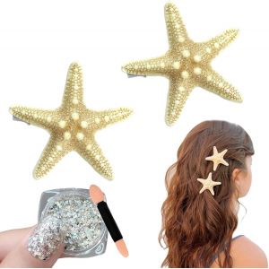 Kal-Lot De 2 Pinces À Cheveux En Forme D'étoile De Mer - Décoration Pour Femmes Et Filles - Coquillage - Bijou De Cheveux Pour Femme Et Fille - Neuf