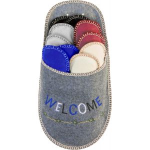 Maas-Lot De 5 Paires De Pantoufles En Feutre Unisexe ¿ Tailles 35/38, 38/40, 41/43, 44/45 ¿ Couleurs : Violet, Bleu Clair, Crème, Camel Et Pantoufles Grises. - Neuf