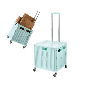 Chariot utilitaire pliable 65 L avec couvercle et roues &agrave; 360&deg; - Vert - Neuf