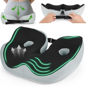 JEXNOVASHOP-Coussin Ergonomique Assise, Coussin Coccyx Mousse &agrave; M&eacute;moire de Forme, Largeur de Si&egrave;ge R&eacute;glable pour Soulager Les Douleurs Aux Hanches, pour Le Bureau, Maison et Voiture - Neuf
