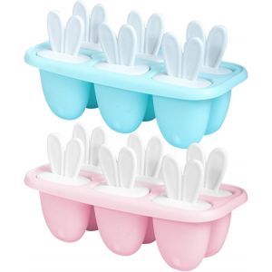 Eryi-Moule À Glace À L'oreille De Lapin 2 Pièces, Moule À Crème Glacée À 6 Compartiments, Bâton De Crème Glacée Réutilisable, Moule À Glace À La Glace, Moule À Crème Glacée Pour Enfants - Neuf