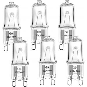 KAL-W G9 Lampe Halog&egrave;ne, 40W T4 Jcd Double Pin, 480Lm 230V Pour Lustre Lampe De Cabinet Lampe De Paysage Applique, Dimmable, 2700K Blanc Chaud (6 Pcs) - Neuf