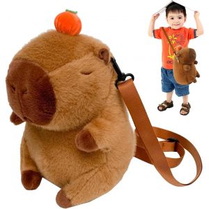 CHECARZHN--NO1-Capybara Sac À Dos En Peluche, Capybara Mignonne Sac A Dos, Sac À Dos Pour Poupée En Peluche Pour Enfants, Animal Sacs À Dos Dessin Animé, Pour Filles Cadeaux D'Anniversaire - Neuf