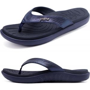 Utigh-Tongs Femme Mode Orthopédique Cuir Confortable Soutien Voûte Plantaire Tongue Legere Yoga Mat Été Plage Piscine Flip Flop Douche Antidérapante Caoutchouc Semell - Neuf