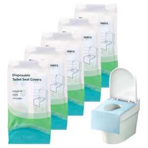 Lot De 50 Housses De Siège De Toilette Jetables, Portables, Tapis De Protection Pour Les Voyages, Les Déplacements, Les Toilettes Publiques, Emballées Individuellement - Neuf
