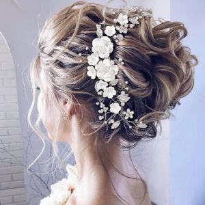 Fleurs De Mariage Cheveux Vigne, Cristal Bandeau De Mariage Bijoux De Cheveux, Perle De Mari&eacute;e &Eacute;pingle De Mariage En Forme U, Accessoires Cheveux Mariage Pour Femmes Et Filles - Neuf
