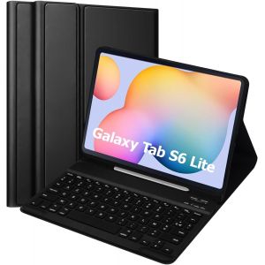 &Eacute;tui Clavier Pour Samsung Galaxy Tab S6 Lite 10,4 Pouces 2024/2022/2020 Avec Verre Tremp&eacute; - Ultra Mince Vec Couvercle L&eacute;ger &Eacute;tui En Cuir Pu Pour Tablettes&iquest;Noir&iquest; (Noir) - Neuf