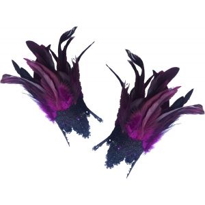 Eryi-Gothique Bracelet Manchette En Plumes Pour Femmes Accessoire Cosplay Halloween Lot De 2 (Violet) - Neuf
