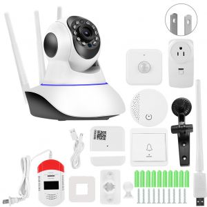 Camera Wi-Fi 1080p avec sonnette, capteur de securite, systeme d'alarme d'urgence domestique 100-240 VUS - Neuf