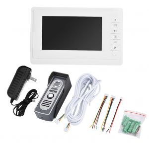 Systeme de securite domestique, sonnette video, interphone filaire, moniteur, sonnette filaire 7 pouces (prise americaine) - Neuf