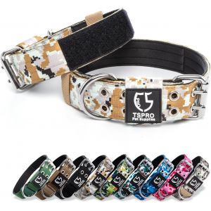Eryi-Collier Tactique Chien Collier Chien Avec Boucle En Métal Et Patchs, Reglable Collier De Chien Épais Et Solide Pour Les Chiens De Grande À Très Grande Taille (Camo Khaki L) - Neuf