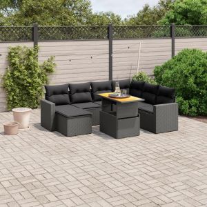 Prolenta Premium - Salon De Jardin 8 Pcs Avec Coussins Noir R&eacute;sine Tress&eacute;e - Neuf