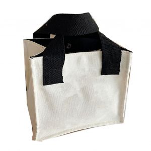 HJLIAN Sac a main grande capacite avec fermeture a ventouse, joli motif, pliable, portable, petit sac a lunch en toile pour un usage quotidien, noir - Neuf