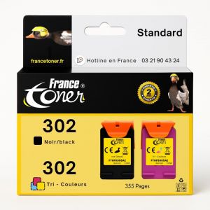 TEPPA-- 302 - Cartouche d'encre Compatible avec HP302 - Pack 4 Couleurs Taille Standard - pour HP DESKJET 1110-2100 - 2130-2132 - 2134-2136 ¿ HP OFFICEJET 3830-3831 - 3832-3833 - 3834 - Neuf