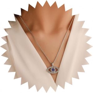 Collier Boho En Cristal Oeil Du Mal Collier Ras Du Cou En Strass Argent Collier Pendentif Oeil Du D&eacute;mon Vintage Collier Oeil Du Mal En Cristal Cz Collier De Protection En Cristal Cz - Neuf