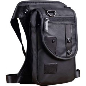 Nzqaf-Neuf Pour Homme Imperméable Oxford Militaire Tactique D'équitation Sac Banane Drop Tour De Taille Sac De Jambe Noir - Neuf