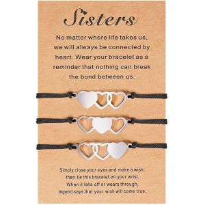 Kalsw-Bracelet D'amiti&eacute; Pour 3,Bff Ensemble,Meilleur Ami Coeur Corde Tress&eacute;e,Cordon R&eacute;glable - Neuf