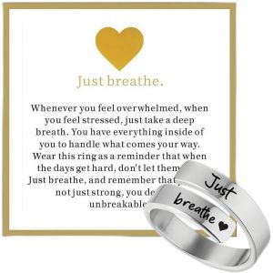 Kahfl-Bague Femme Bijoux Acier Inoxydable Anti Stress Fidget Just Breathe Anxiété Rotative Ouverts Reglables Anneau Inox Fiançaille Mariage Bande Torsadée En Spirale Pour Relaxation Fille Homme - Neuf