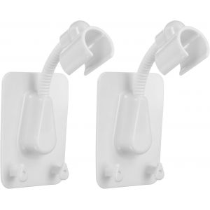 JGD-Lot de 2 supports de pommeau de douche &agrave; forte adh&eacute;rence, support de baguette de douche r&eacute;glable, sans per&ccedil;age, clips de pommeau de douche avec crochet (blanc) - Neuf