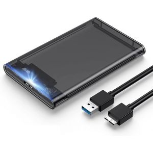 TYE-Boitier Disque Dur 2.5'', USB 3.0 Boitier Externe Disque 5Gbps pour SATA III SSD et HDD 2.5'' 7 mm/9,5 mm, avec Câbles USB, Compatible avec Windows Mac Linux - Neuf