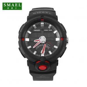 Smael Analogique Et Num&eacute;rique &Agrave; Double Affichage Led R&eacute;tro&eacute;clairage Montre Ronde Montre-Bracelet Bracelet Noir - Neuf