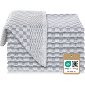 Eryi-Lot De 10 Torchons De Vaisselle De Qualité Supérieure - 100 % Coton Super Absorbant - Certifié Oeko-Tex - 70 X 45 Cm - Gris - Neuf