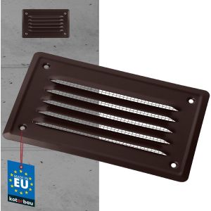 KALANKA-® Grille de Ventilation 165 x 100 mm Brun en Acier Galvanisé Grille D'aération avec Moustiquaire Résistante à la Corrosion - Neuf