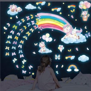 ERYI-Étoiles Phosphorescentes Pour Plafond, Autocollants Muraux Licorne, Arc-En-Ciel, Papillon, Autocollants De Plafond Pour Filles, Bébés, Enfants, Chambre À Coucher, Salon, Chambre D'Enfant, Bleu - Neuf
