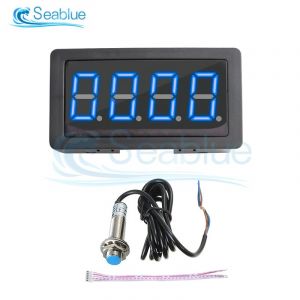 Tachymètre numérique avec capteur de proximité Hall,tachymètre LED,compteur de vitesse RPM,rouge,vert,bleu,DC 8V-24V,NPN 10-9999RPM,4 - Type blue - Neuf
