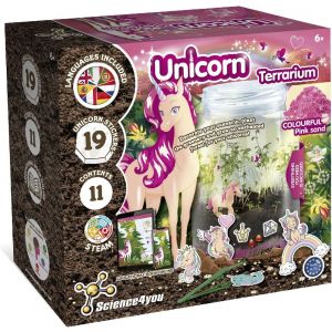 Mdy-Terrarium De Licorne Pour Enfants - Écosystème Avec Licorne Jouet Pour Enfant, Terrarium + 21 Autocollants, Jeux De Stem, Cadeau Educatif Pour Filles Et Garçons 5 6 7+ Ans - Neuf