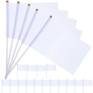 Lot de 20 banni&egrave;res personnalis&eacute;es,drapeau blanc ondul&eacute;,drapeau d'arbitre imposant,d&eacute;coration de voiture - Neuf