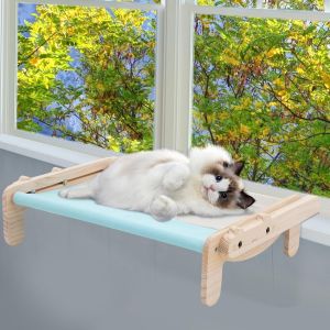Subzonal-Hamac Chat Fenetre Bois Perchoir Chat Transat Fen&ecirc;tre,2in1 Lit Chat Suspendu Et Lit De Chat Pour 40lb Cat Hammock - Neuf