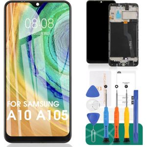 Pour Samsung Galaxy A10 &Eacute;cran Lcd A10 Remplacement &Eacute;cran A105 Affichage Tactile Digitizer Assembl&eacute;e Sm-A105f,Sm-A105g,Sm-A105m Pi&egrave;ces De R&eacute;paration Kits Avec Cadre (Version Double Carte) - Neuf